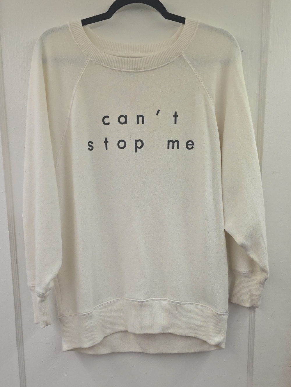 Aerie Can't Stop Me Graphic Sweatshirt Cream Fleece Crewneck Pullover Size Small